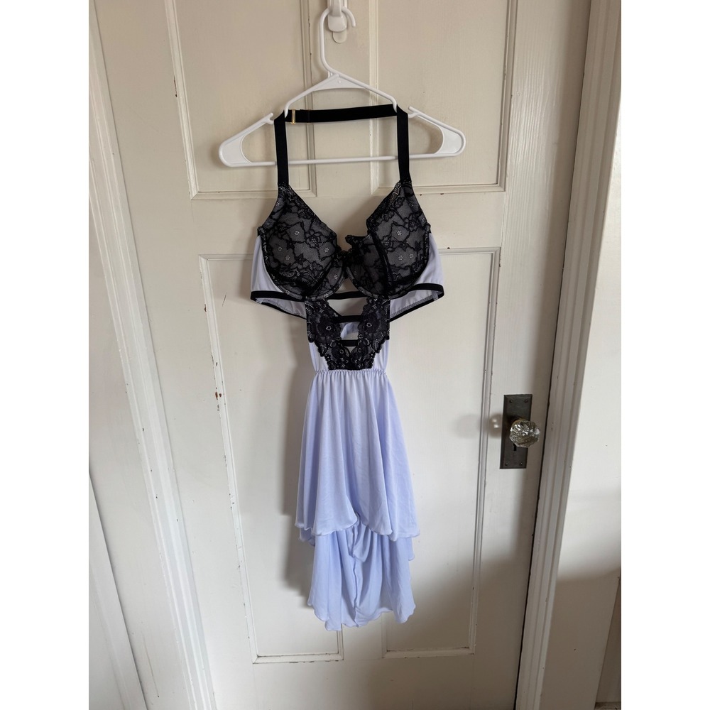 NWT Cacique light blue & black lace lingerie set size 18/20
